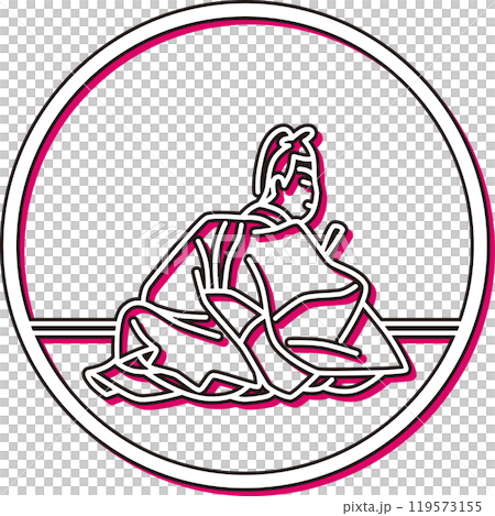 Color shadow simple circle Hyakunin Isshu Kamakura Minister of the Right Color shadow simple circle Hyakunin Isshu Kamakura Minister of the Right 119573155