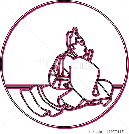 カラーシャドウ円形百人一首　入道前太政大臣 119573174