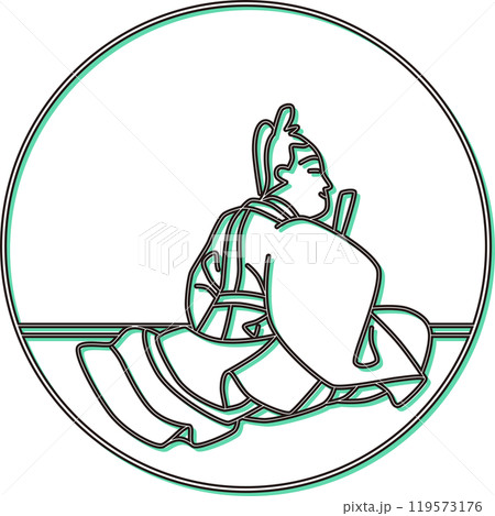 カラーシャドウ円形百人一首　入道前太政大臣 119573176