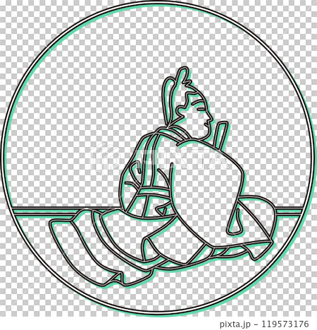 カラーシャドウ円形百人一首　入道前太政大臣 119573176