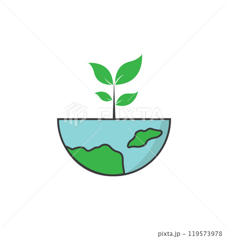 Plant sprouting from Earth symbolizes sustainability, ecofriendly concepts 119573978