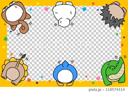 Frame 2A shows cute animals with their butts facing you 119574314