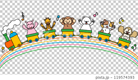 火車上有可愛動物的消息框 2B 火車上有可愛動物的消息框 2B 119574393