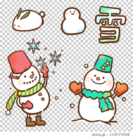 雪に関係する手描きのイラスト素材のイラスト素材 [119574398] - PIXTA