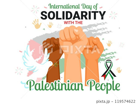 International Day of Solidarity with the Palestinian People Vector Illustration on 29 November, Featuring the Palestine Waving Flag in a Background International Day of Solidarity with the Palestinian People Vector Illustration on 29 November, Featuring the Palestine Waving Flag in a Background 119574622
