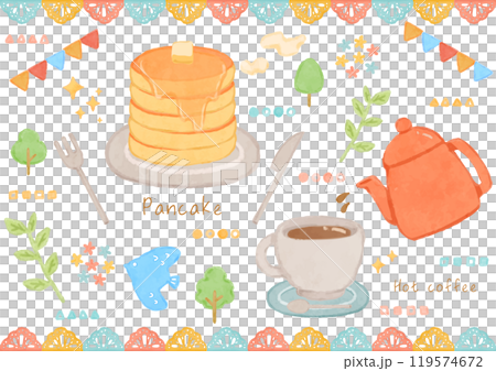 Cute cafe illustration set 119574672