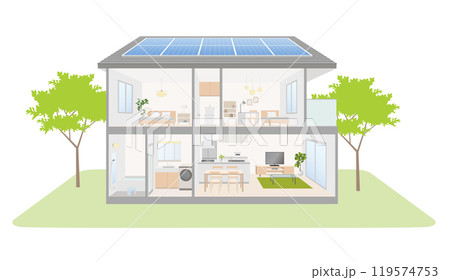 エコ住宅の断面イラスト 119574753