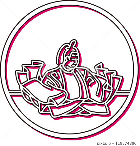 カラーシャドウシンプル円形百人一首　順徳院 119574886