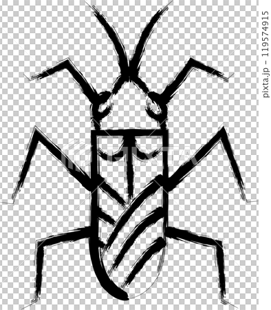 Brush-drawn mini insect illustration icon: Water strider 119574915