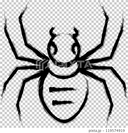 Brush-drawn mini insect illustration icon: Spider 119574919