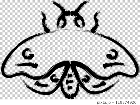 Brush-drawn mini insect illustration icon: Moth 119574920