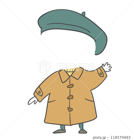 Winter clothes illustration with a cutout for the face. 119574983
