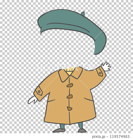 Winter clothes illustration with a cutout for the face. 119574983