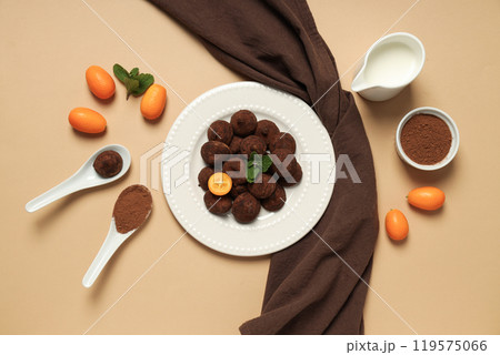 Chocolate truffles, concept of delicious sweet food Chocolate truffles, concept of delicious sweet food 119575066