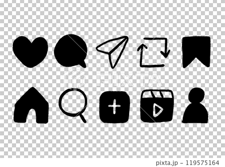 Set of hand-drawn social media icons 119575164