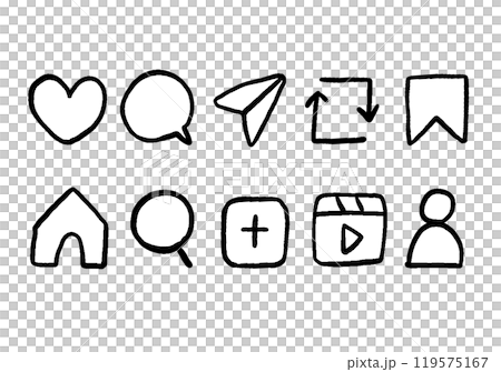 手繪風格社群媒體圖示集線 手繪風格社群媒體圖示集線 119575167