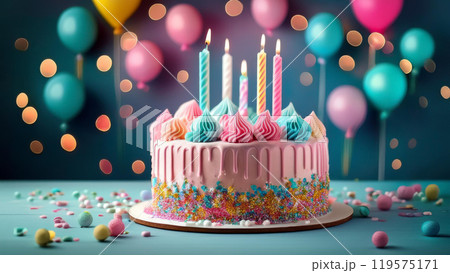 ポップなゆめかわ誕生日ケーキ 119575171