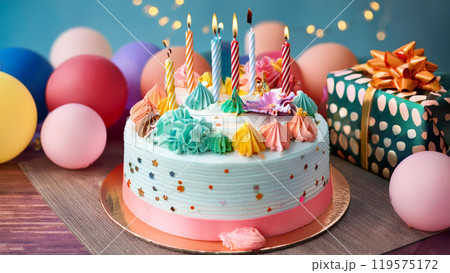 ポップなゆめかわ誕生日ケーキ 119575172