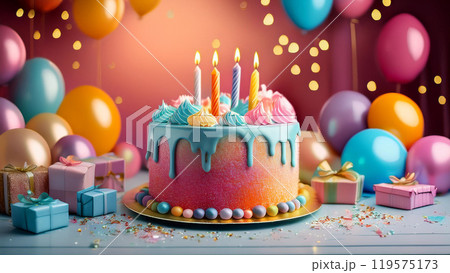 ポップなゆめかわ誕生日ケーキ 119575173