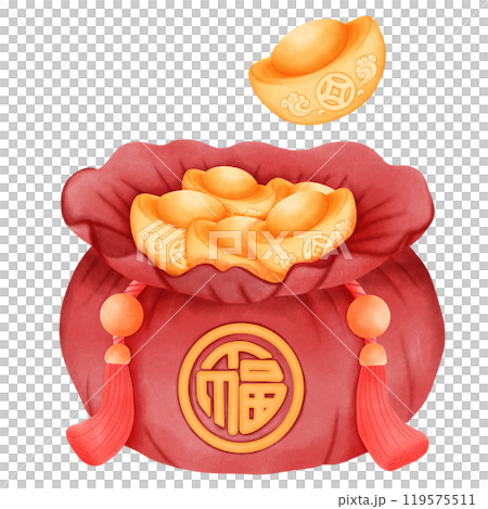 Bags of money and gold on Chinese New Year 119575511