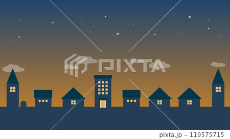 夕暮れの町のイラスト背景02 夕暮れの町のイラスト背景02 119575715