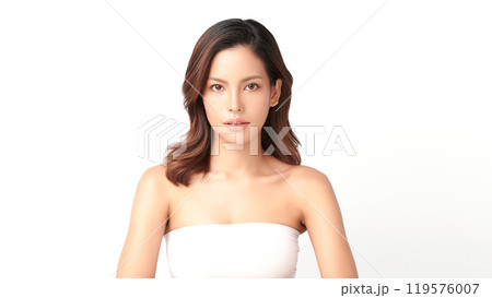 Beautiful young asian woman with clean fresh skin on white background, Face care, Facial treatment, Cosmetology, beauty and spa, Asian women portrait. Beautiful young asian woman with clean fresh skin on white background, Face care, Facial treatment, Cosmetology, beauty and spa, Asian women portrait. 119576007