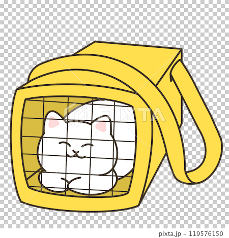 A simple illustration of a cat in a shoulder carrier bag 119576150
