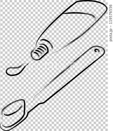 Brush-drawn single icon: Toothbrush Brush-drawn single icon: Toothbrush 119576556