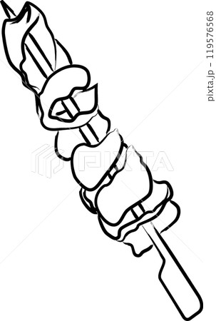 筆書きおでんイラストアイコン　牛すじ 119576568