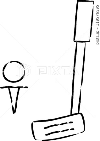 筆書きスポーツ用品イラスト ゴルフ 筆書きスポーツ用品イラスト ゴルフ 119576595