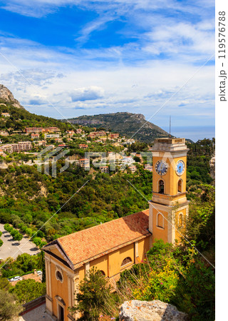 Church of Our Lady Assumption (Notre Dame de l'Assomption) in the medieval village of Eze, French Riviera, France 119576788