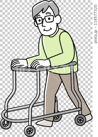歩行車を使う高齢の男性 119577320