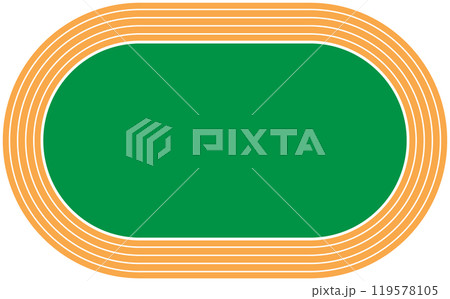 学校のグラウンドのトラックを上から見た図 119578105