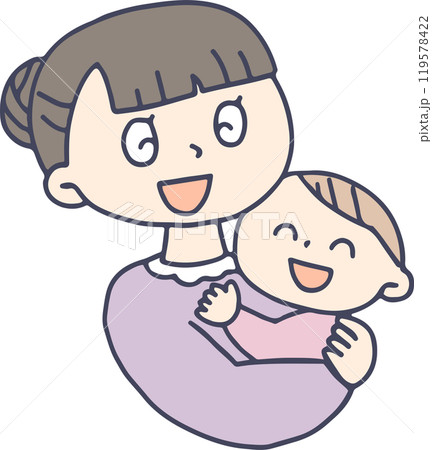笑顔で赤ちゃんを抱っこするお母さん 119578422