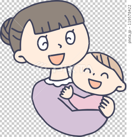 笑顔で赤ちゃんを抱っこするお母さん 119578422