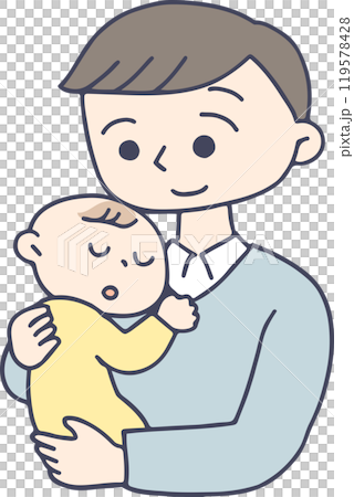 爸爸抱著一個嬰兒 爸爸抱著一個嬰兒 119578428