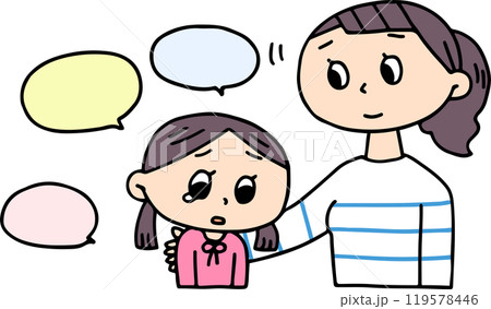子供の悩みを聞くお母さん 子供の悩みを聞くお母さん 119578446
