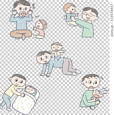 A set of fathers raising children 119578447