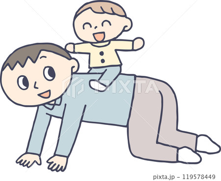 お馬さんごっこをして遊ぶお父さん 119578449