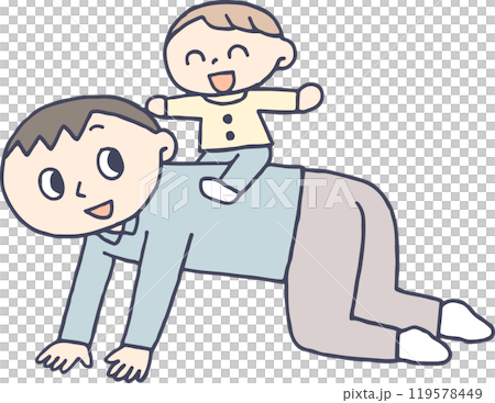 お馬さんごっこをして遊ぶお父さん 119578449