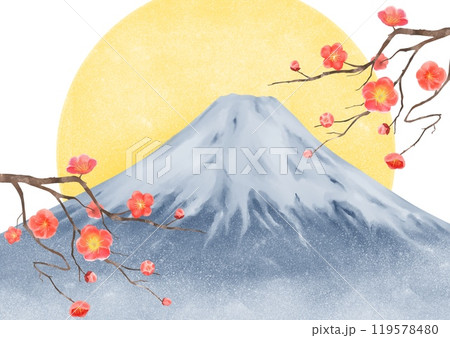 美しい富士山と梅の背景素材 美しい富士山と梅の背景素材 119578480
