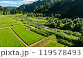 ドローン写真：山奥の田んぼと川	 119578493