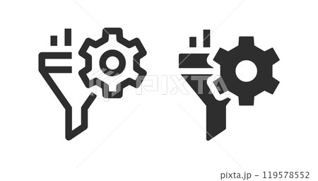 Data filtering icons on white background. Vector illustration. Data filtering icons on white background. Vector illustration. 119578552