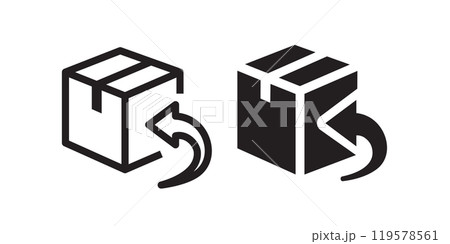Product return icons on white background. Vector illustration. Product return icons on white background. Vector illustration. 119578561