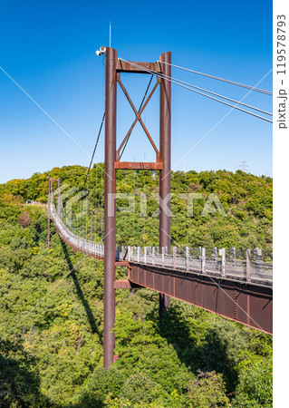 交野市の名所　星のブランコ　吊り橋　大阪府民の森ほしだ園地 119578793