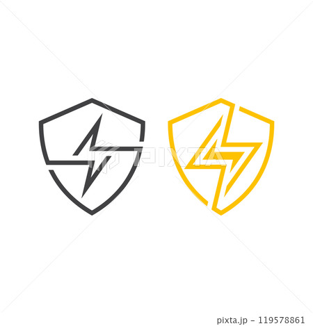 Electricity protect, shield. Vector icon logo template 119578861