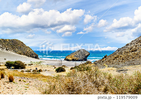 Beautiful views of Monsul beach, in Cabo de Gata, municipality of Nijar, Almeria Beautiful views of Monsul beach, in Cabo de Gata, municipality of Nijar, Almeria 119579009