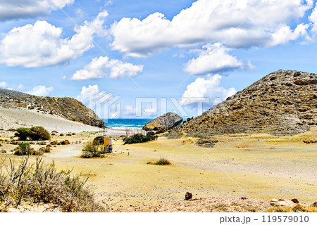 Beautiful views of Monsul beach, in Cabo de Gata, municipality of Nijar, Almeria Beautiful views of Monsul beach, in Cabo de Gata, municipality of Nijar, Almeria 119579010