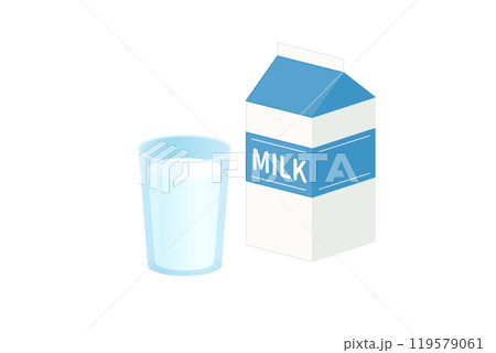 コップに入った牛乳と牛乳パックのベクターイラスト コップに入った牛乳と牛乳パックのベクターイラスト 119579061
