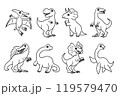 恐竜セット（モノクロ線画ver） 119579470